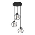 Luster na sajli STARLIGHT 3xE27/15W/230V crno/srebrno