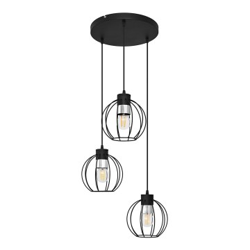Luster na sajli STARLIGHT 3xE27/15W/230V crno/srebrno