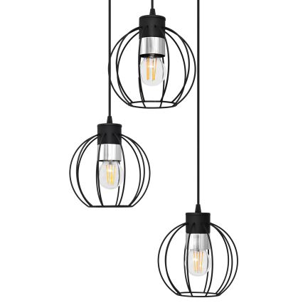 Luster na sajli STARLIGHT 3xE27/15W/230V crno/srebrno