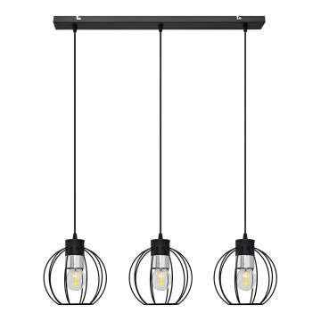 Luster na sajli STARLIGHT 3xE27/15W/230V crno/srebrno