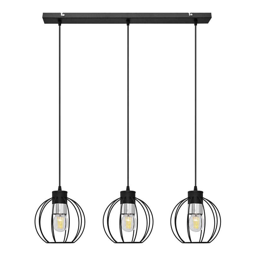 Luster na sajli STARLIGHT 3xE27/15W/230V crno/srebrno