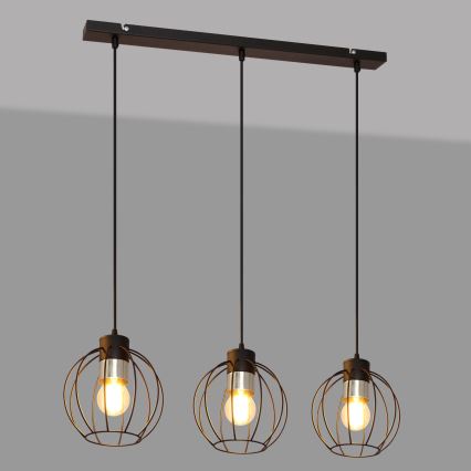 Luster na sajli STARLIGHT 3xE27/15W/230V crno/srebrno