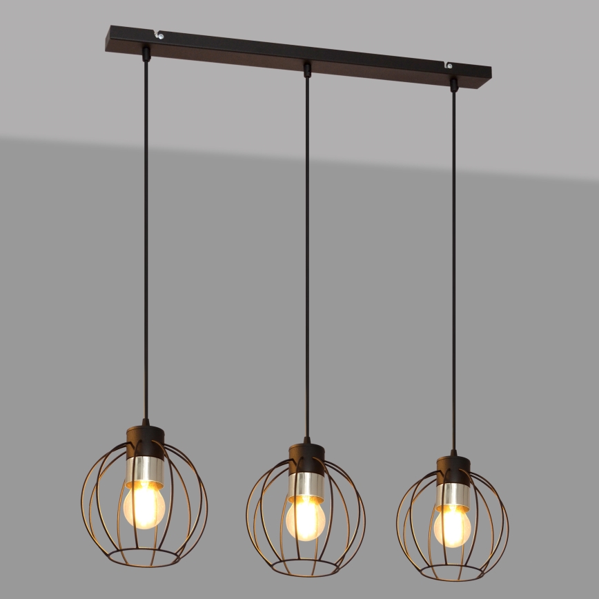 Luster na sajli STARLIGHT 3xE27/15W/230V crno/srebrno