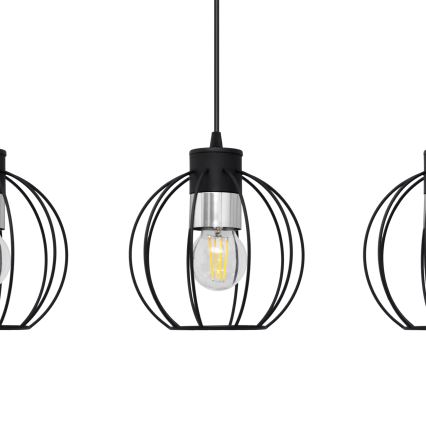 Luster na sajli STARLIGHT 3xE27/15W/230V crno/srebrno