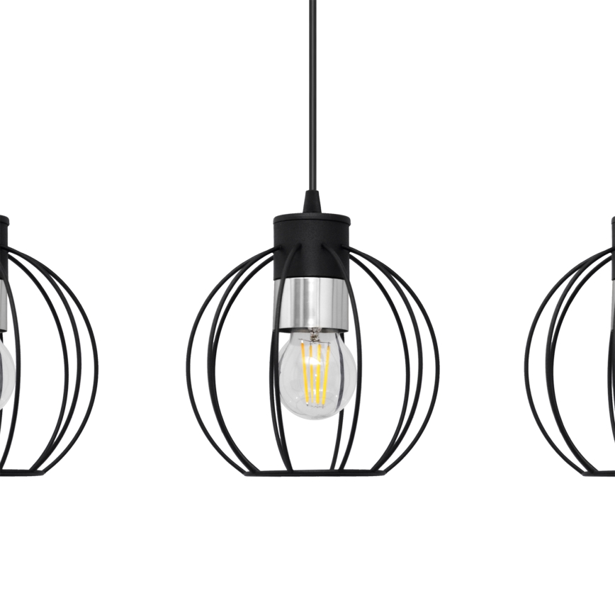 Luster na sajli STARLIGHT 3xE27/15W/230V crno/srebrno