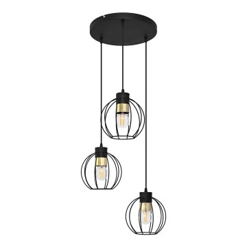 Luster na sajli STARLIGHT 3xE27/15W/230V crno/zlatna