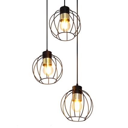 Luster na sajli STARLIGHT 3xE27/15W/230V crno/zlatna