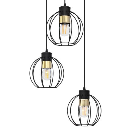 Luster na sajli STARLIGHT 3xE27/15W/230V crno/zlatna