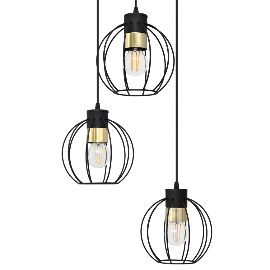 Luster na sajli STARLIGHT 3xE27/15W/230V crno/zlatna