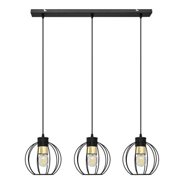 Luster na sajli STARLIGHT 3xE27/15W/230V crno/zlatna