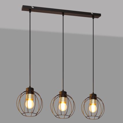 Luster na sajli STARLIGHT 3xE27/15W/230V crno/zlatna