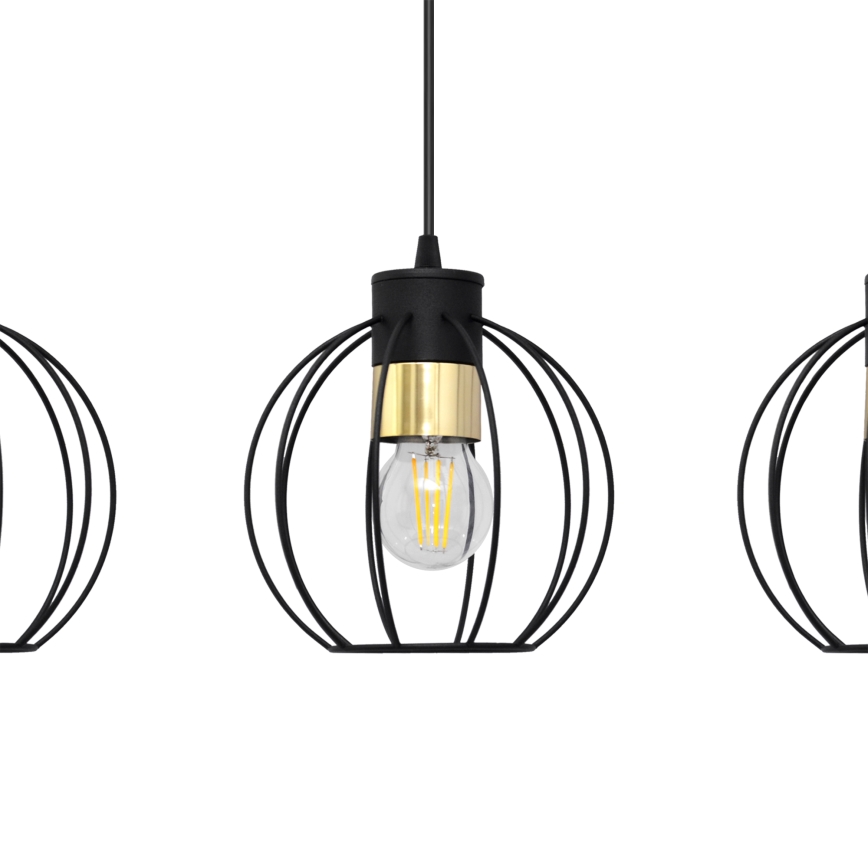 Luster na sajli STARLIGHT 3xE27/15W/230V crno/zlatna