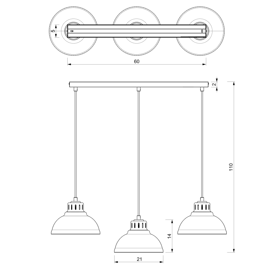 Luster na sajli SVEN 3xE27/15W/230V sivo