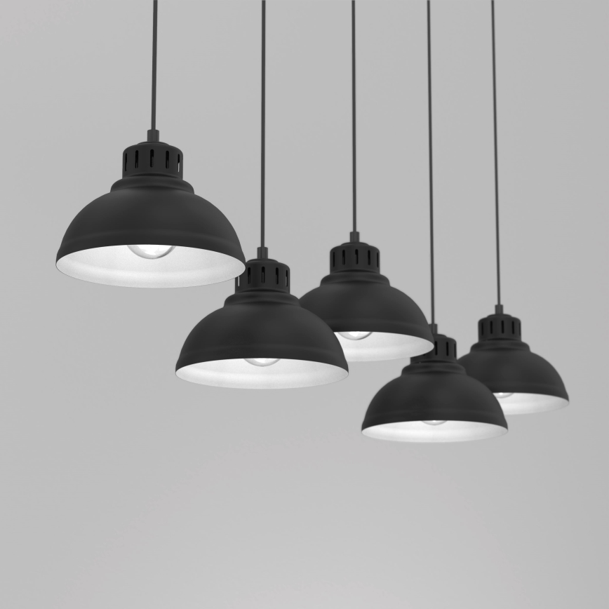 Luster na sajli SVEN 5xE27/15W/230V crno