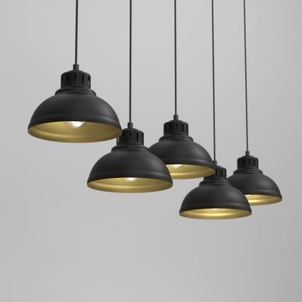 Luster na sajli SVEN 5xE27/15W/230V crno/zlatna