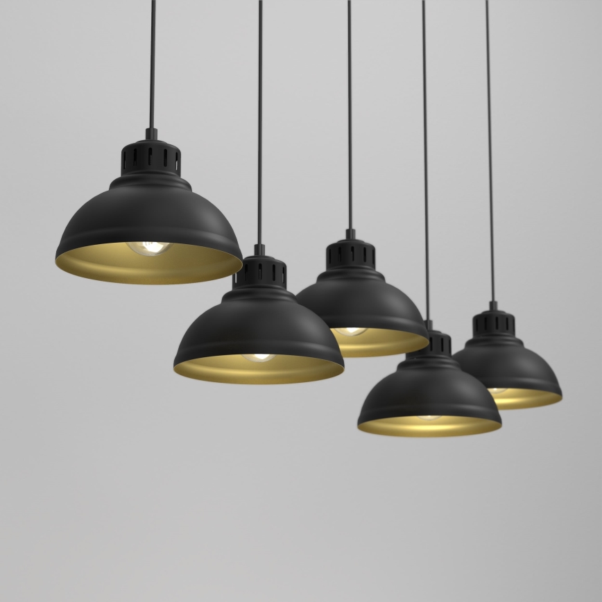 Luster na sajli SVEN 5xE27/15W/230V crno/zlatna