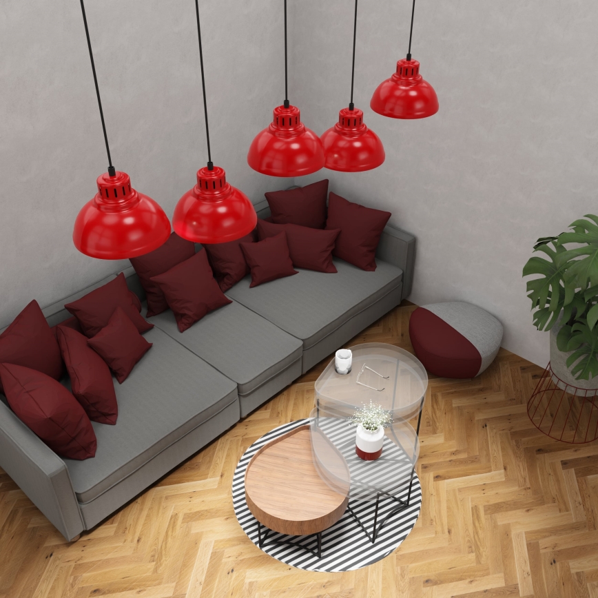 Luster na sajli SVEN 5xE27/15W/230V crveno