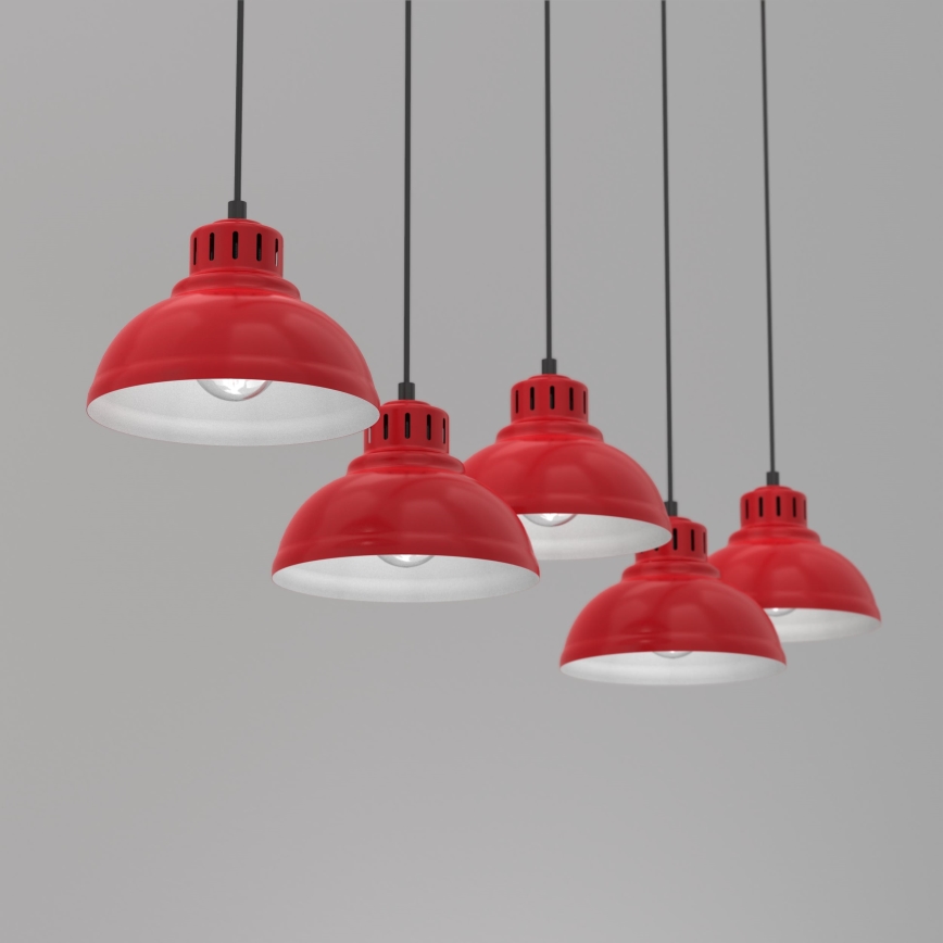 Luster na sajli SVEN 5xE27/15W/230V crveno