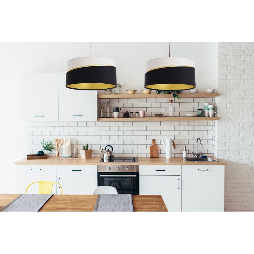 Luster na sajli SWING 1xE27/60W/230V crna/bela/zlatna