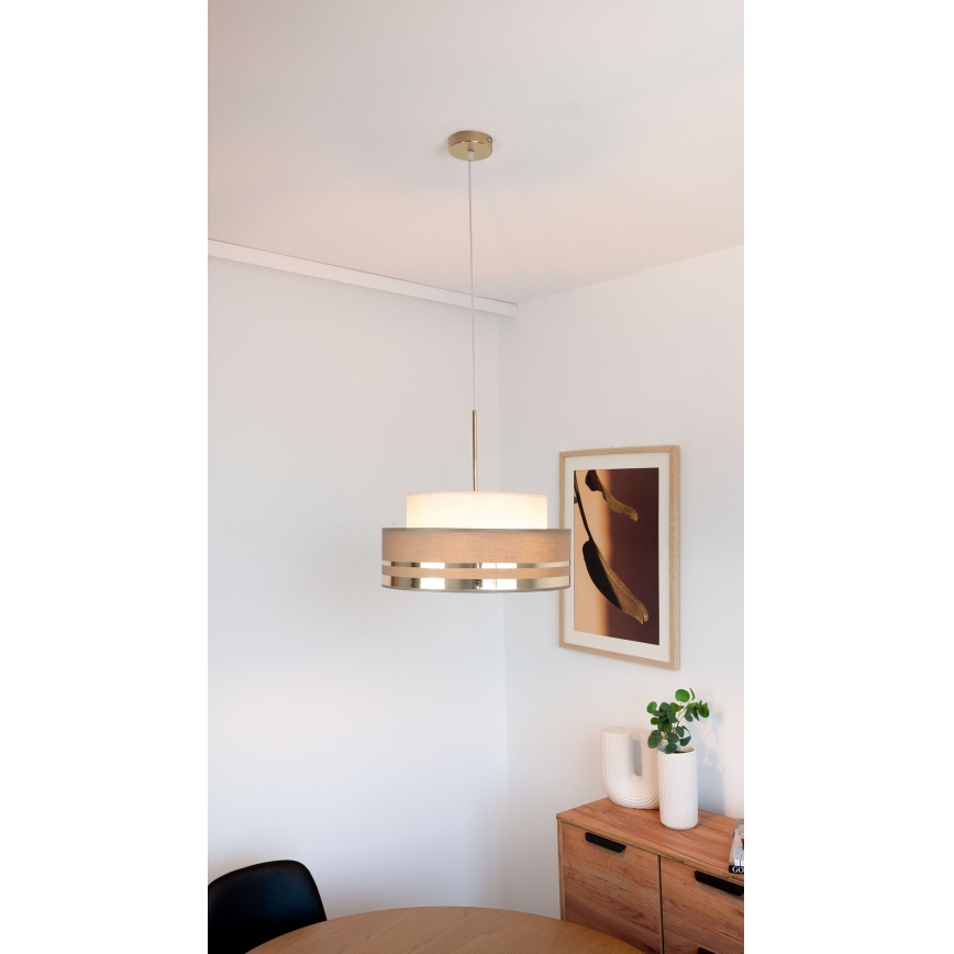 Luster na sajli TAMI 1xE27/60W/230V bež/braon/zlatna