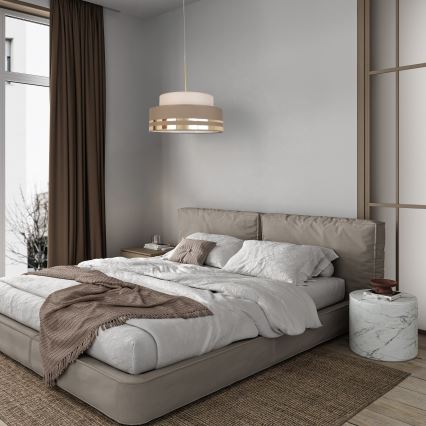 Luster na sajli TAMI 1xE27/60W/230V, prečnik 40 cm, bež/braon/zlatna