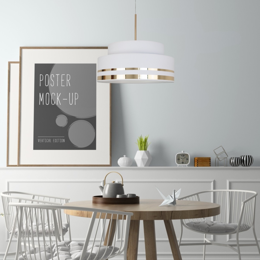 Luster na sajli TAMI 1xE27/60W/230V, prečnik 40 cm, krem/zlatna