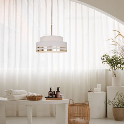 Luster na sajli TAMI 1xE27/60W/230V, prečnik 40 cm, krem/zlatna