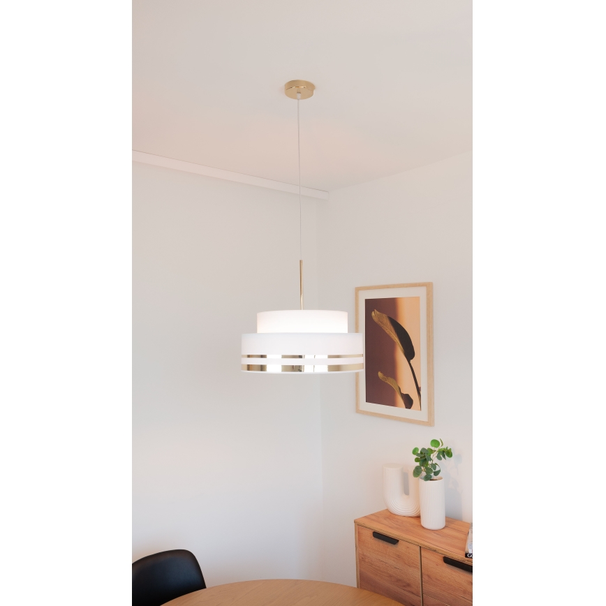 Luster na sajli TAMI 1xE27/60W/230V, prečnik 40 cm, krem/zlatna