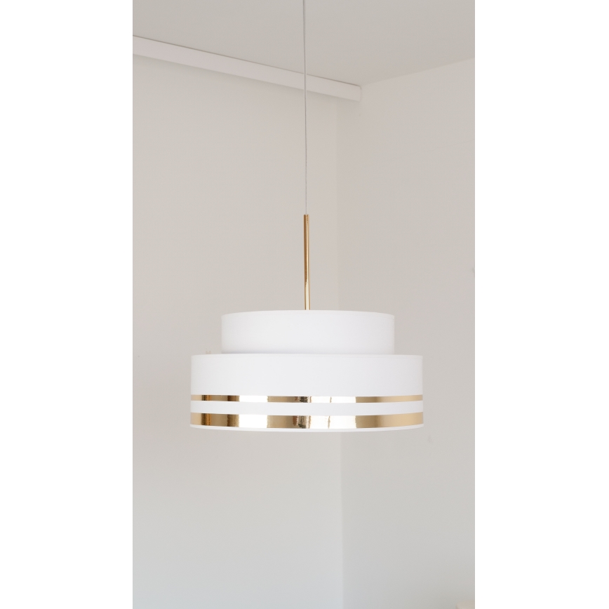 Luster na sajli TAMI 1xE27/60W/230V, prečnik 40 cm, krem/zlatna