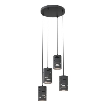 Luster na sajli TANK 4xE27/15W/230V pr. 36 cm crno
