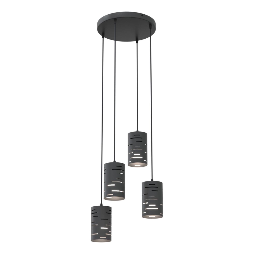 Luster na sajli TANK 4xE27/15W/230V pr. 36 cm crno