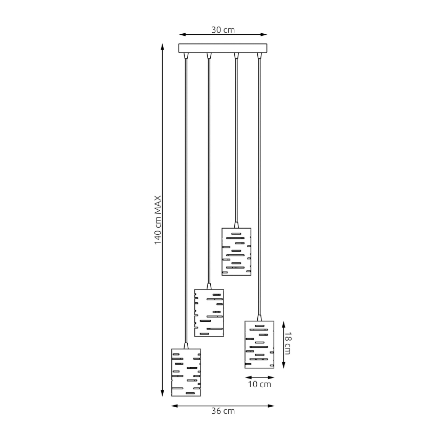 Luster na sajli TANK 4xE27/15W/230V pr. 36 cm crno