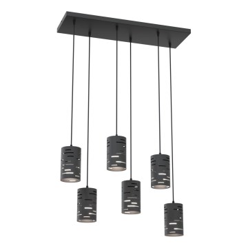 Luster na sajli TANK 6xE27/15W/230V crno