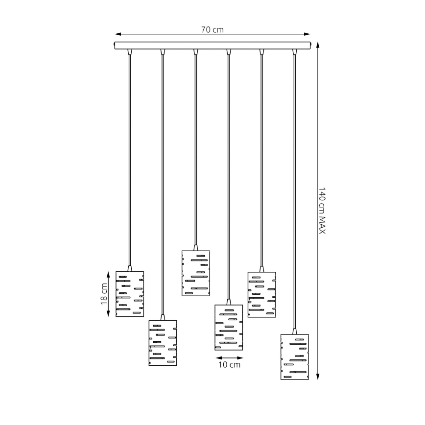 Luster na sajli TANK 6xE27/15W/230V crno