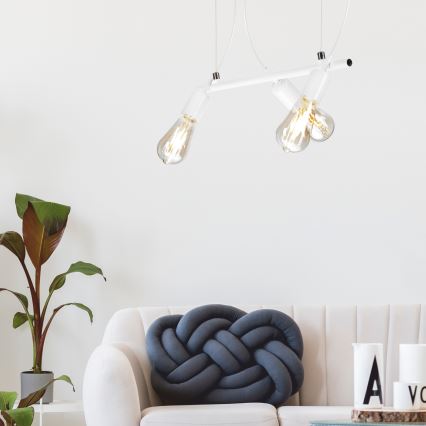 Luster na sajli TARO 3xE27/60W/230V bela