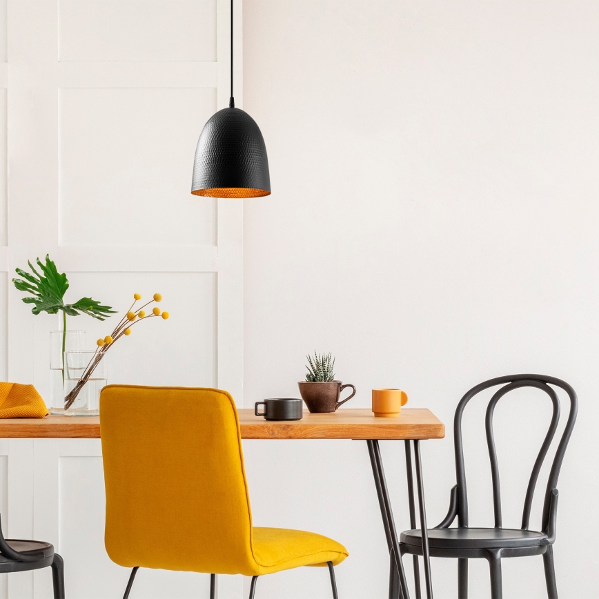 Luster na sajli TATTOO 1xE27/40W/230V, prečnik 20 cm, crne boje