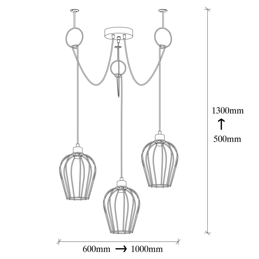 Luster na sajli TEL 3xE27/40W/230V pauk