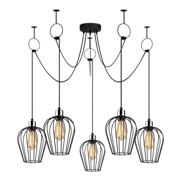Luster na sajli TEL 5xE27/40W/230V pauk