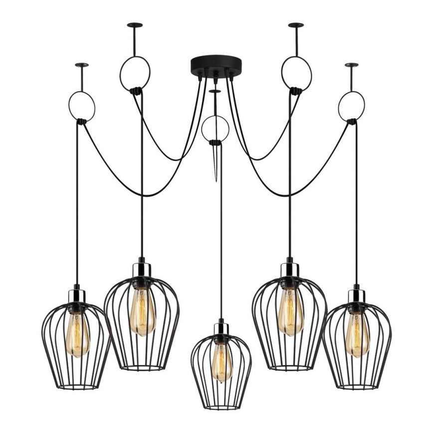 Luster na sajli TEL 5xE27/40W/230V pauk