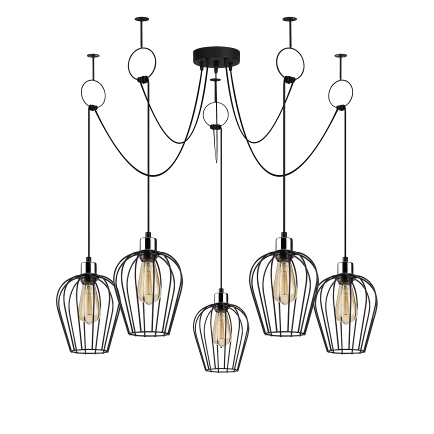 Luster na sajli TEL 5xE27/40W/230V pauk