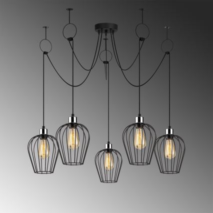 Luster na sajli TEL 5xE27/40W/230V pauk