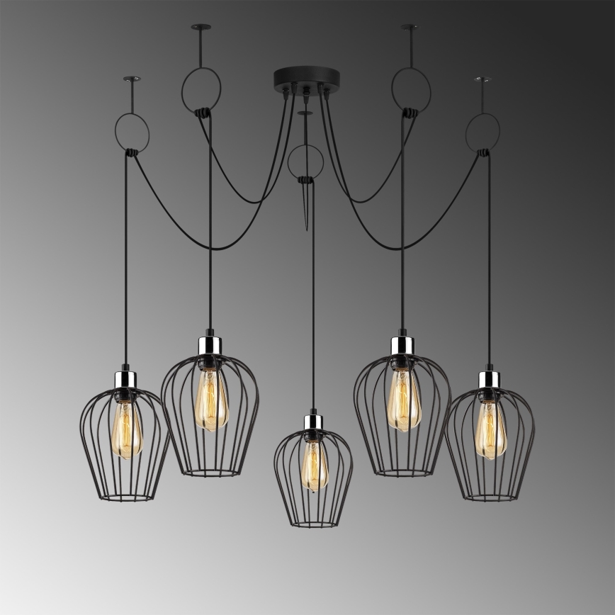 Luster na sajli TEL 5xE27/40W/230V pauk