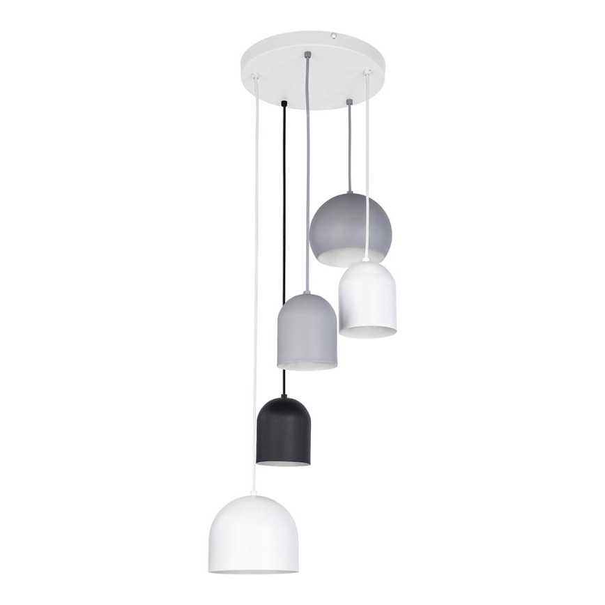 Luster na sajli TEMPRE 5xE27/15W/230V bela/sivo/crno