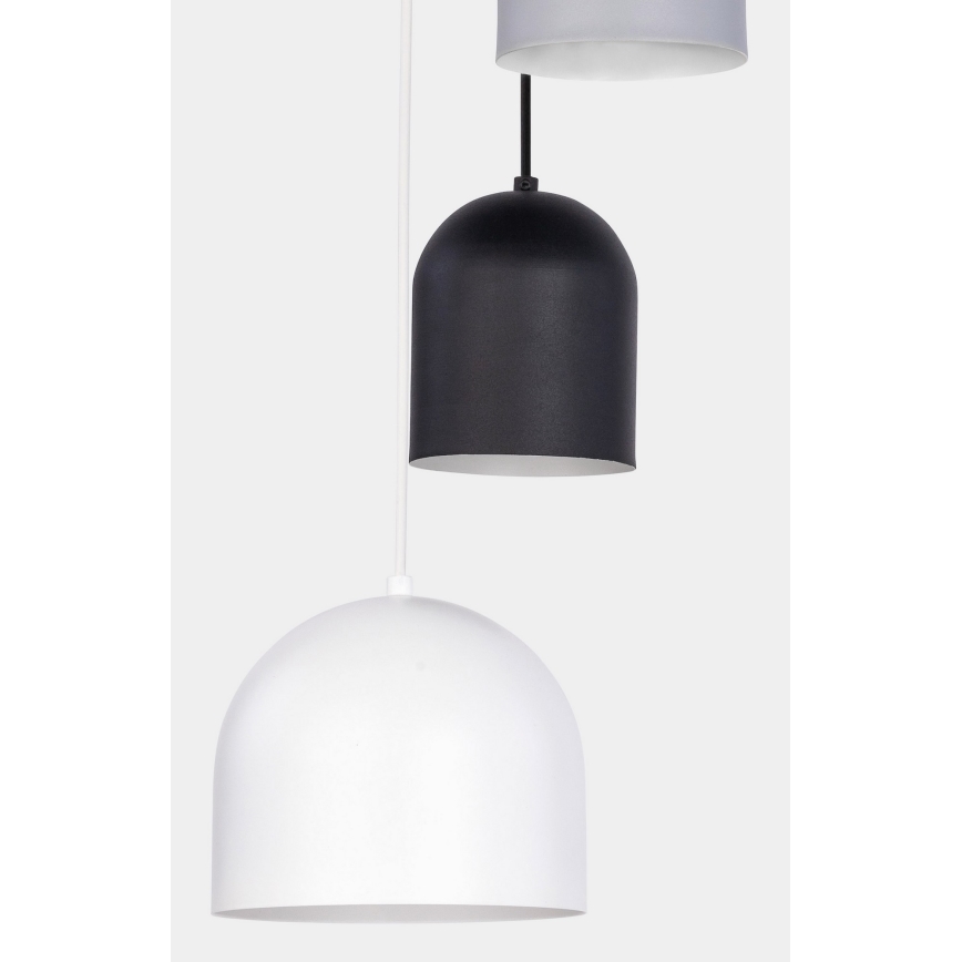 Luster na sajli TEMPRE 5xE27/15W/230V bela/sivo/crno