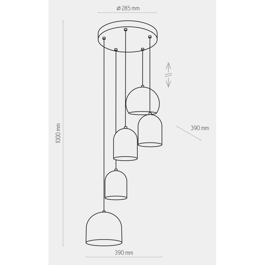 Luster na sajli TEMPRE 5xE27/15W/230V bela/sivo/crno