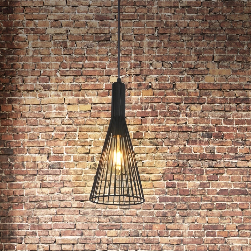 Luster na sajli TIANA 1xE27/20W/230V pr. 15,5 cm crno