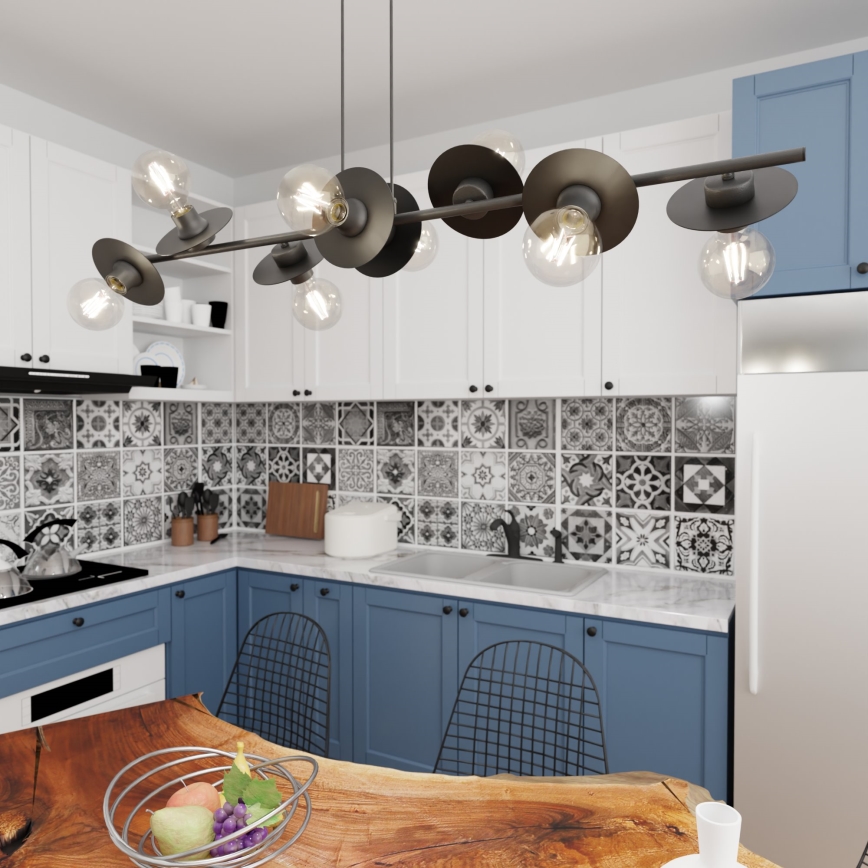 Luster na sajli TOKEN 8xE27/15W/230V crna