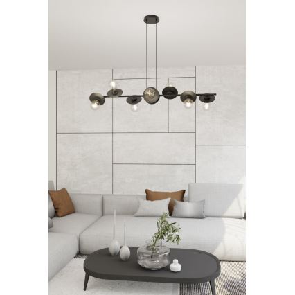 Luster na sajli TOKEN 8xE27/15W/230V crno