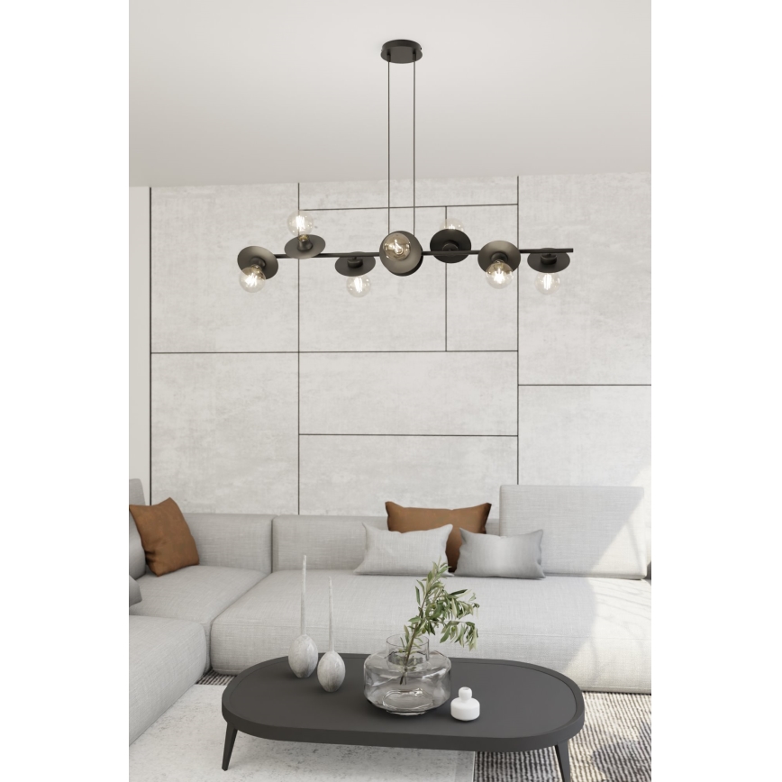 Luster na sajli TOKEN 8xE27/15W/230V crno