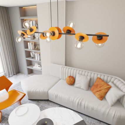 Luster na sajli TOKEN 8xE27/15W/230V narandžaste boje